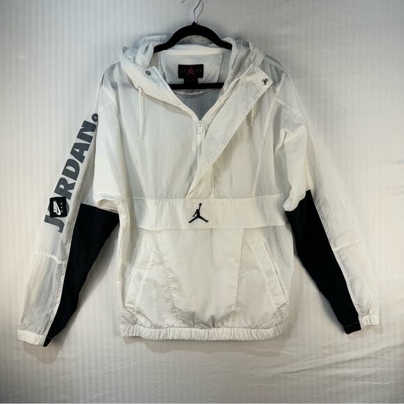 Nike Air Jordan JumpMan Pullover Windbreaker Jacket Men’s Size X-Small White - Picture 1 of 10